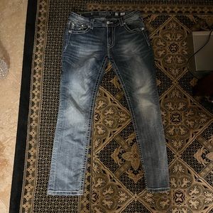 Miss Me Embellished Distressed Pocket Easy Straight Jeans Size 29 Woman’s Ladies